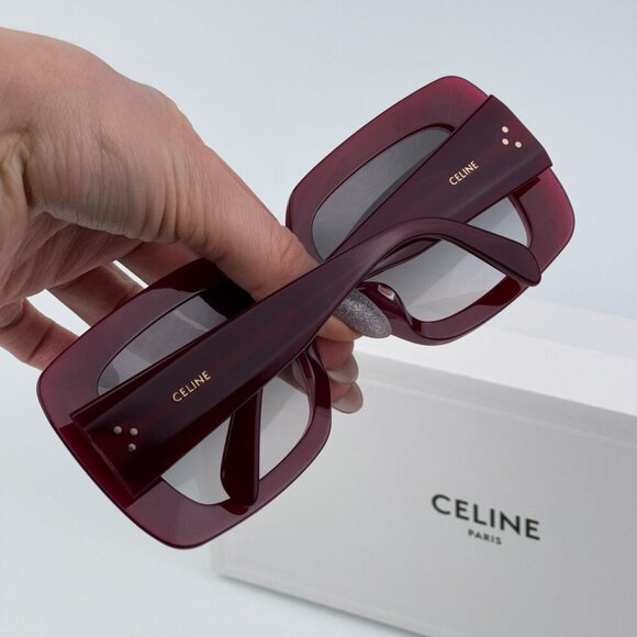 Celine CL40263F 69B 3 DOTS  BRAND NEW Sunglasses Bordeaux Gradient Smoke Women - Picture 2 of 10